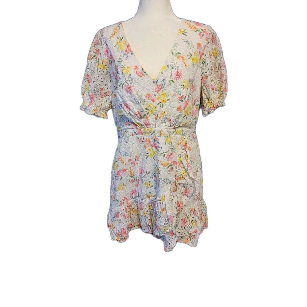 Yumi Kim Dress Size 16 Be The One *missing button* Eyelet Cotton Ruffle